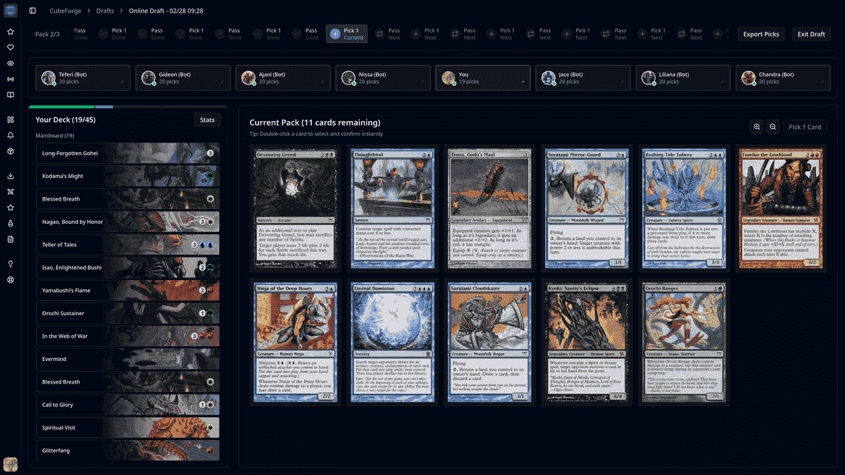 CubeForge draft session UI rework shown in version 0.6.1